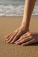 Load image into Gallery viewer, Golden Pearl Link Ring
