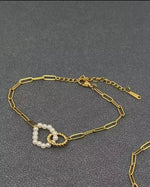 Load image into Gallery viewer, Stone Beaded Ring Linkded 18K Gold
Plated Ss Bracelet
