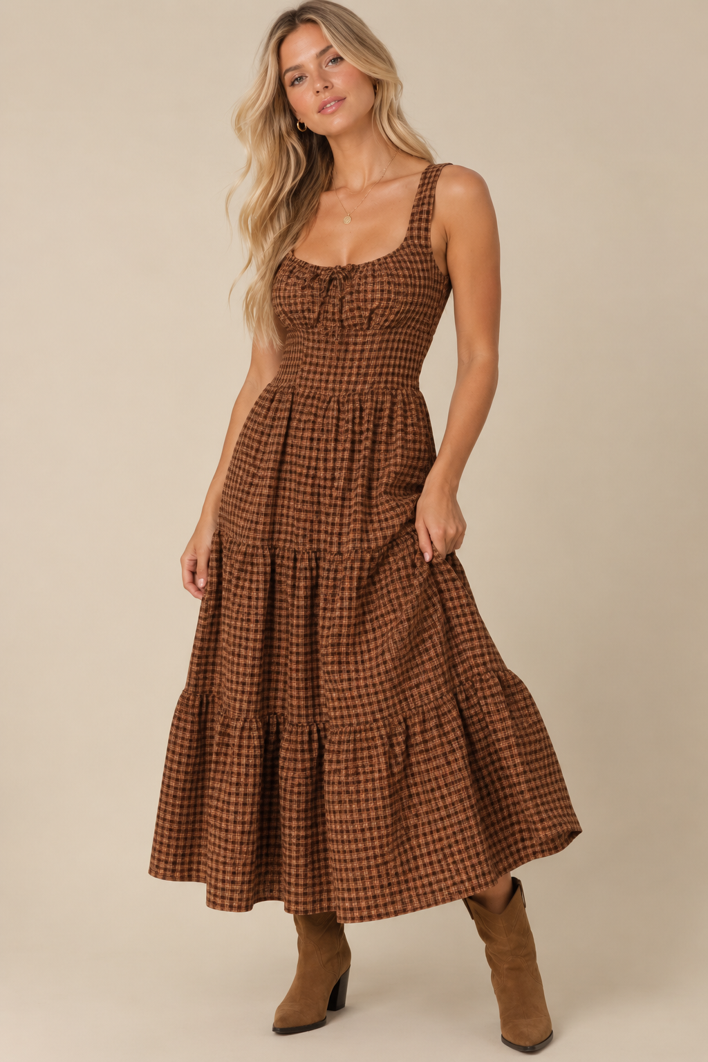 Autumn Muse Plaid Maxi Dress