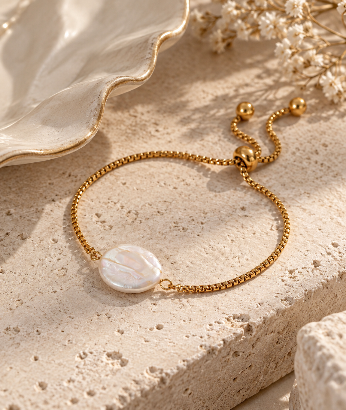 Luna pearl adjustable bracelet
