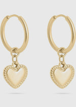 Load image into Gallery viewer, Heart Pendant Hoop Earrings
