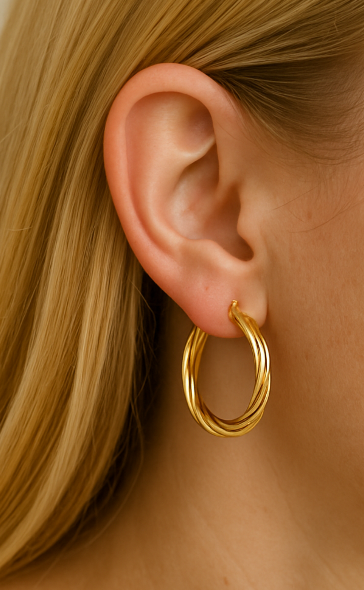 Stainless steel cable hoop earrings