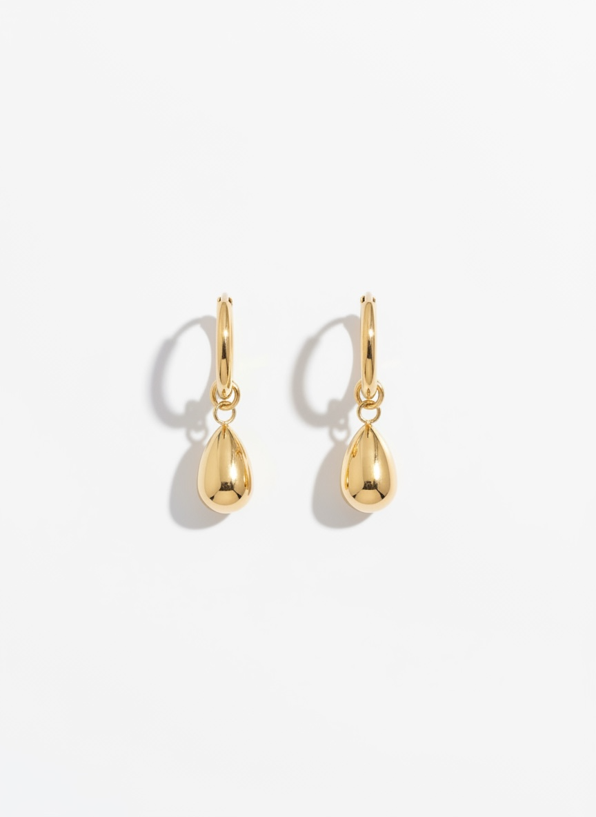 Teardrop 18k gold plated stainless steel huggie earrings