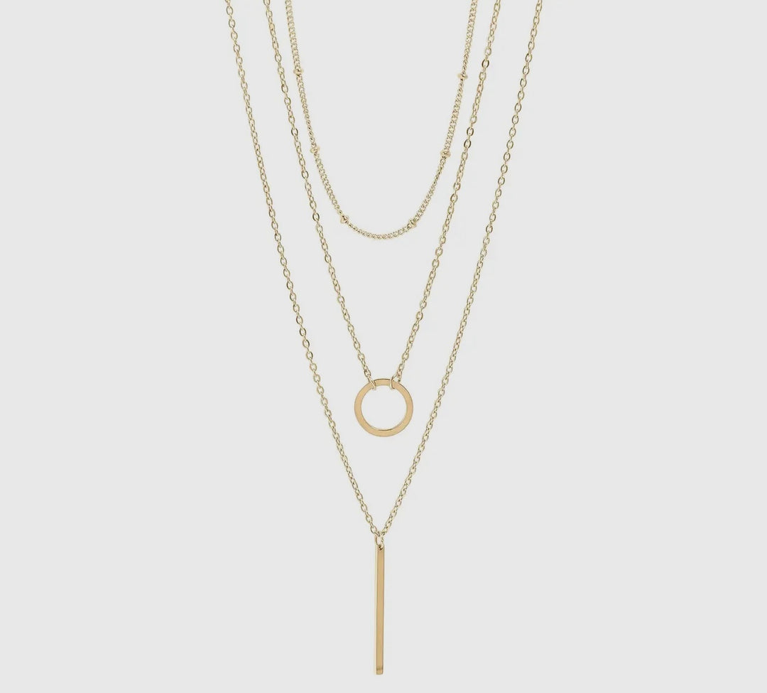 18K Gold Pvd Stainless Steel 3 Row
Layered Chain Necklace