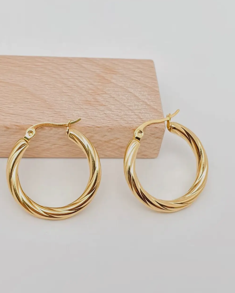 Stainless steel cable hoop earrings