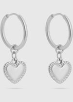 Load image into Gallery viewer, Heart Pendant Hoop Earrings
