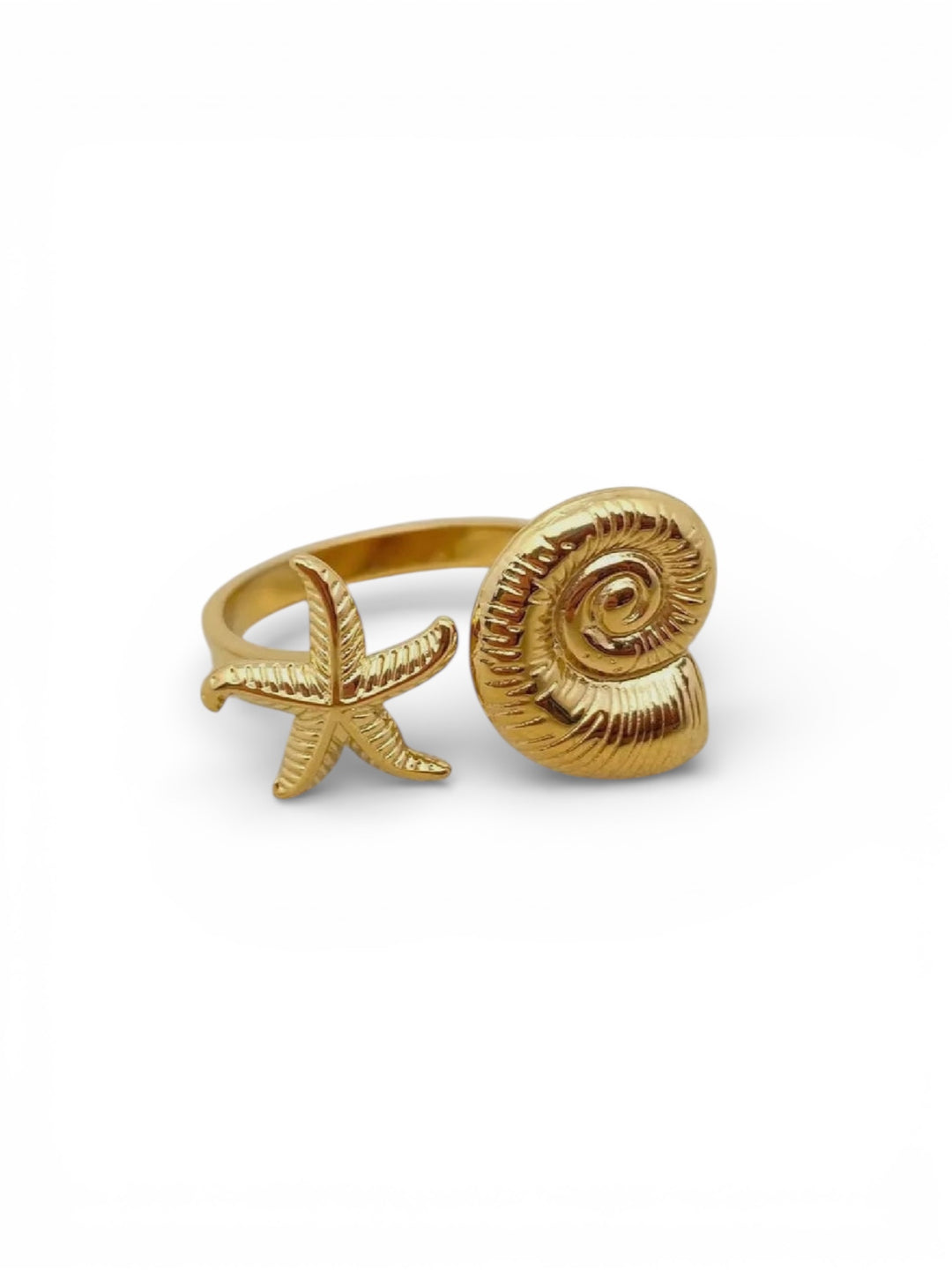 18K Gold Plated Ss Starfish & Conch
Adjustable Ring - Fgs