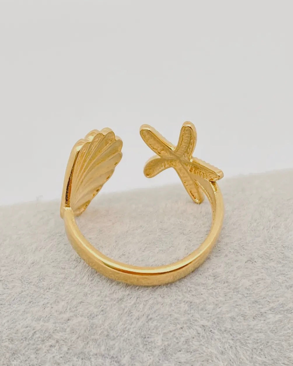 Starfish & shell ring   one size