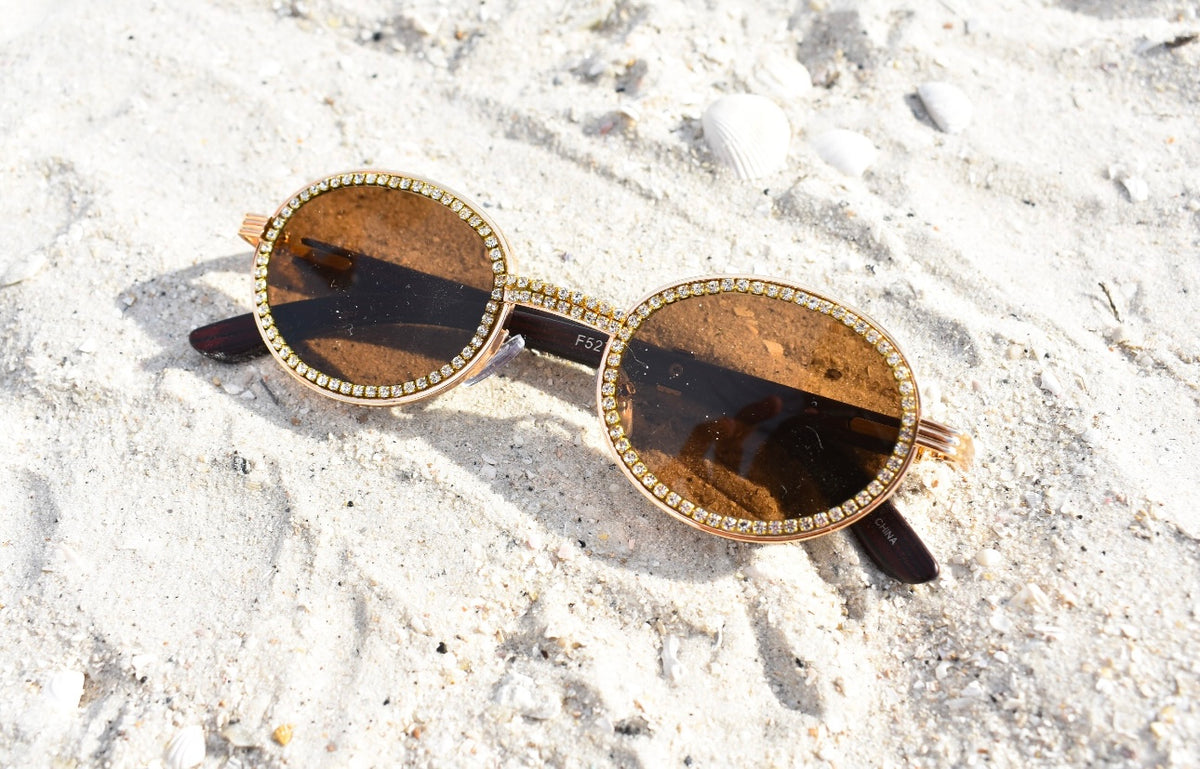 Rhinestone round sunglasses