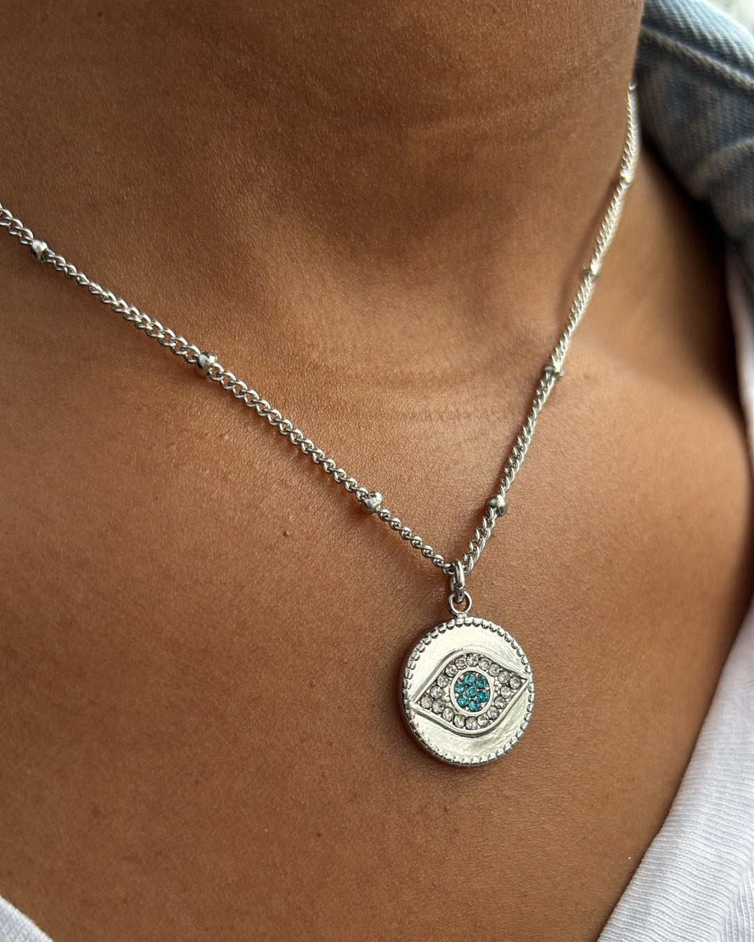 Blue Stone Evil Eye Necklace