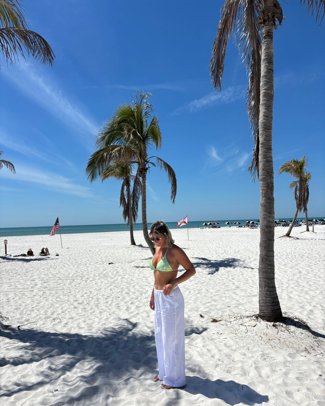 2 Piece Flower Print Bikini Swimsuit / yellow