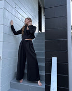 Load image into Gallery viewer, SET CROPPED BLAZER AND WIDE LEG PANTS SET
