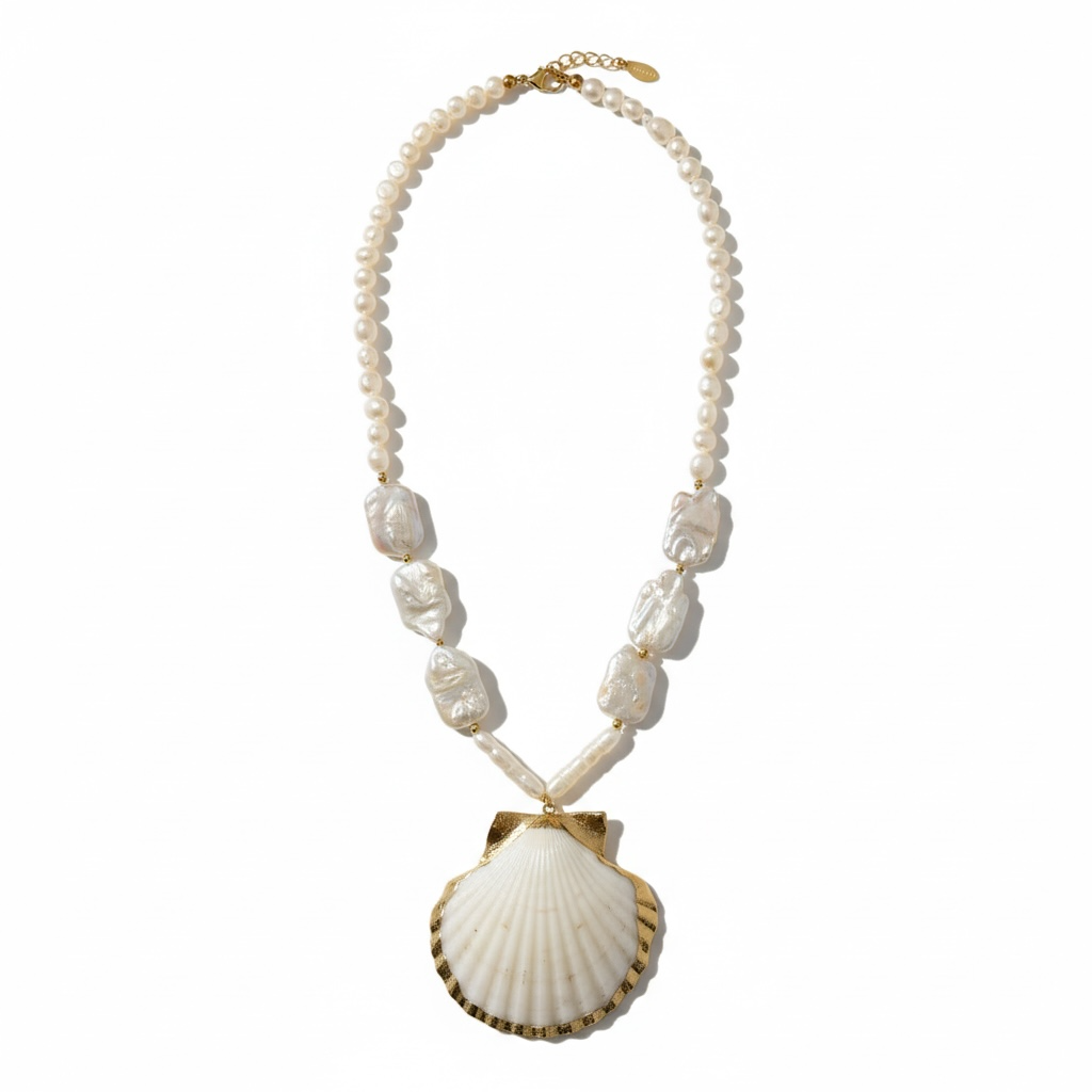 Seashell pearl necklace
