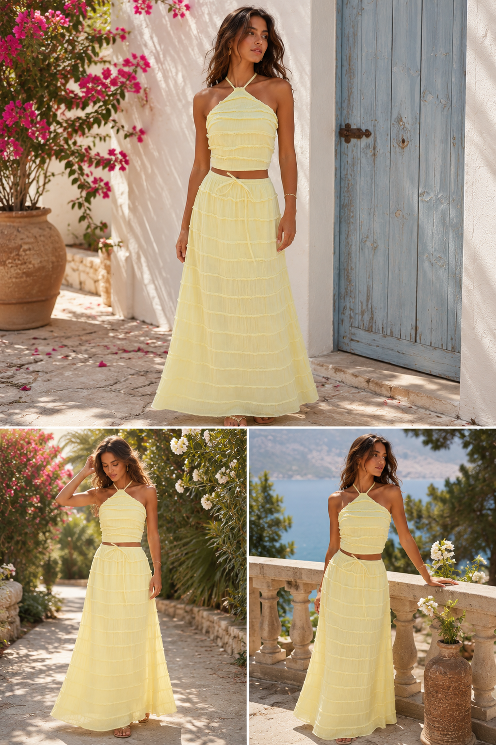 Butter Yellow Ruffle Maxi Skirt