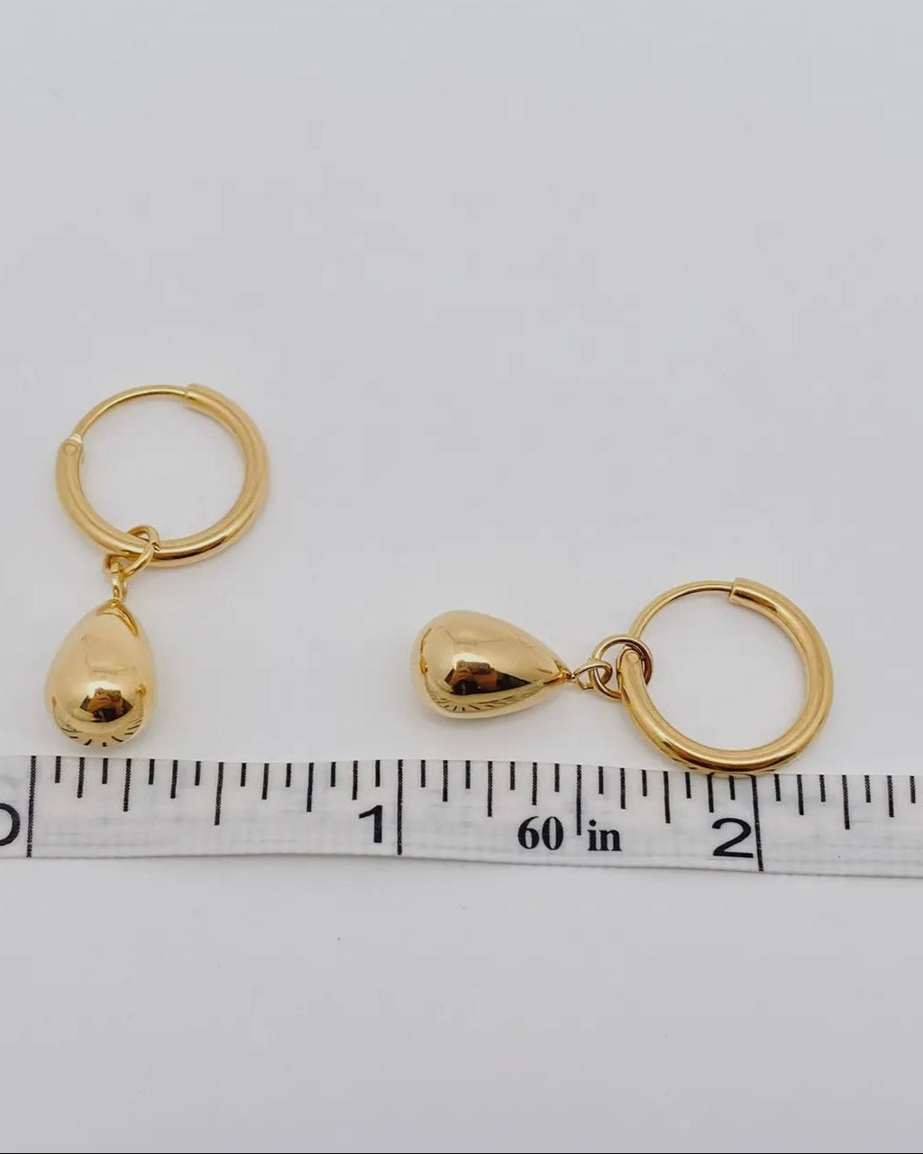 Teardrop 18k Gold Plated Stainless Steel Huggie Earrings