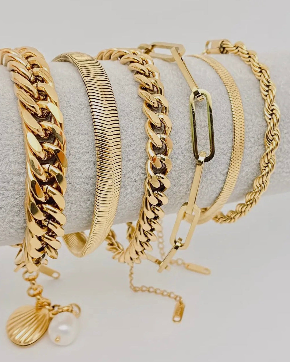 Multi Style 18K Gold Plated Steel Chain Bracelets