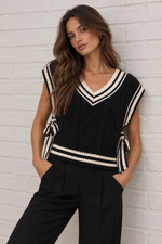 Load image into Gallery viewer, Sloane Side-Tie Cable Knit Sweater Vest
