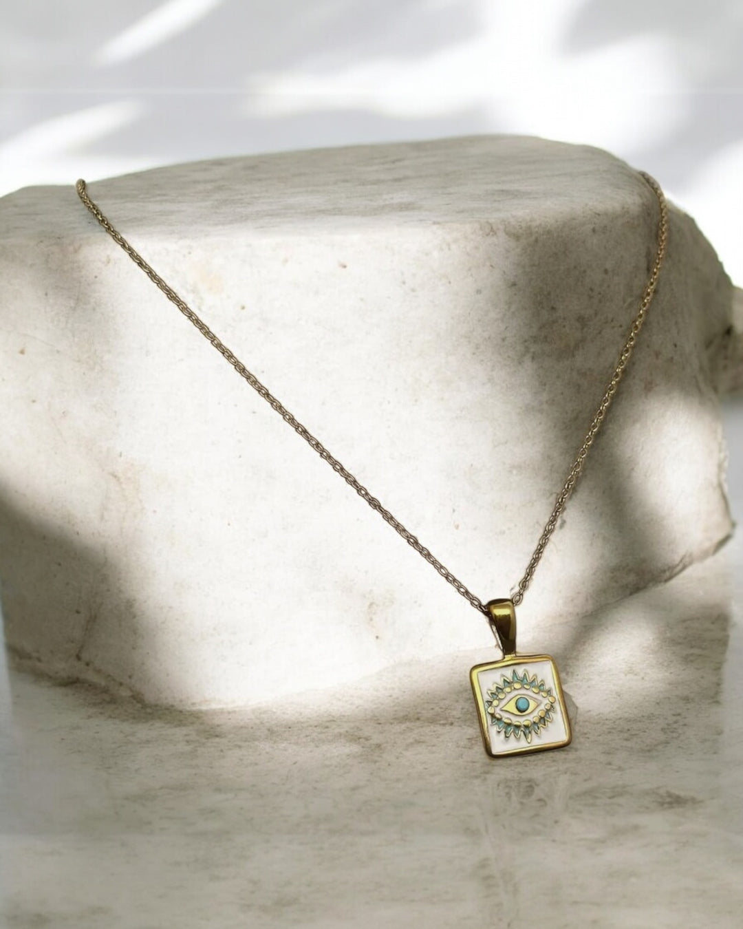Square Aura Evil Eye Necklace