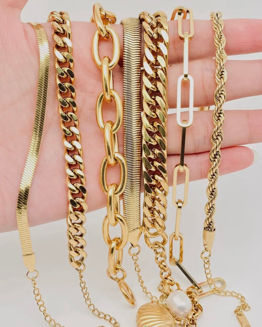 Multi Style 18K Gold Plated Steel Chain Bracelets