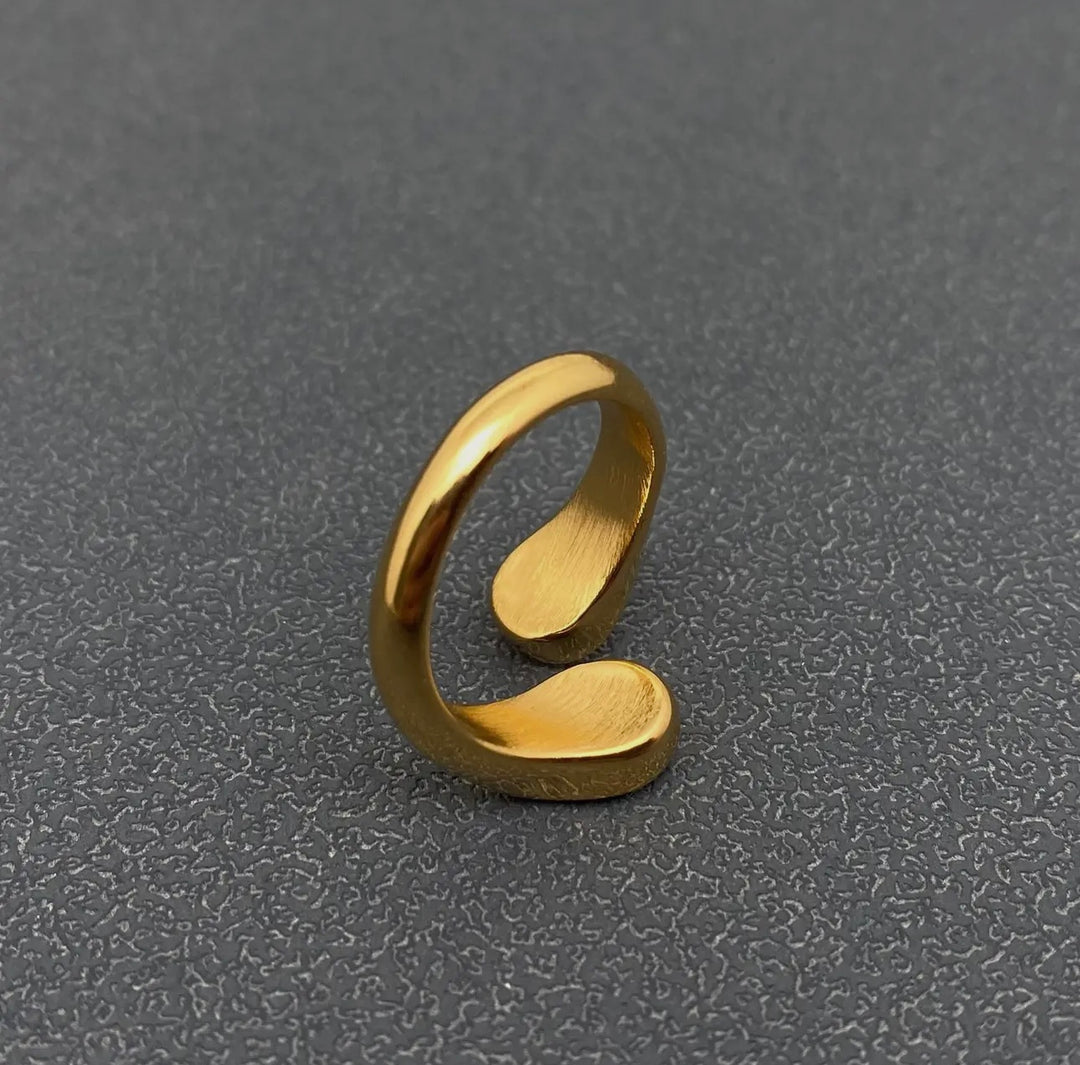 Two-Color Zircon 18K Gold-Plated
Stainless Steel Ring - Fgs