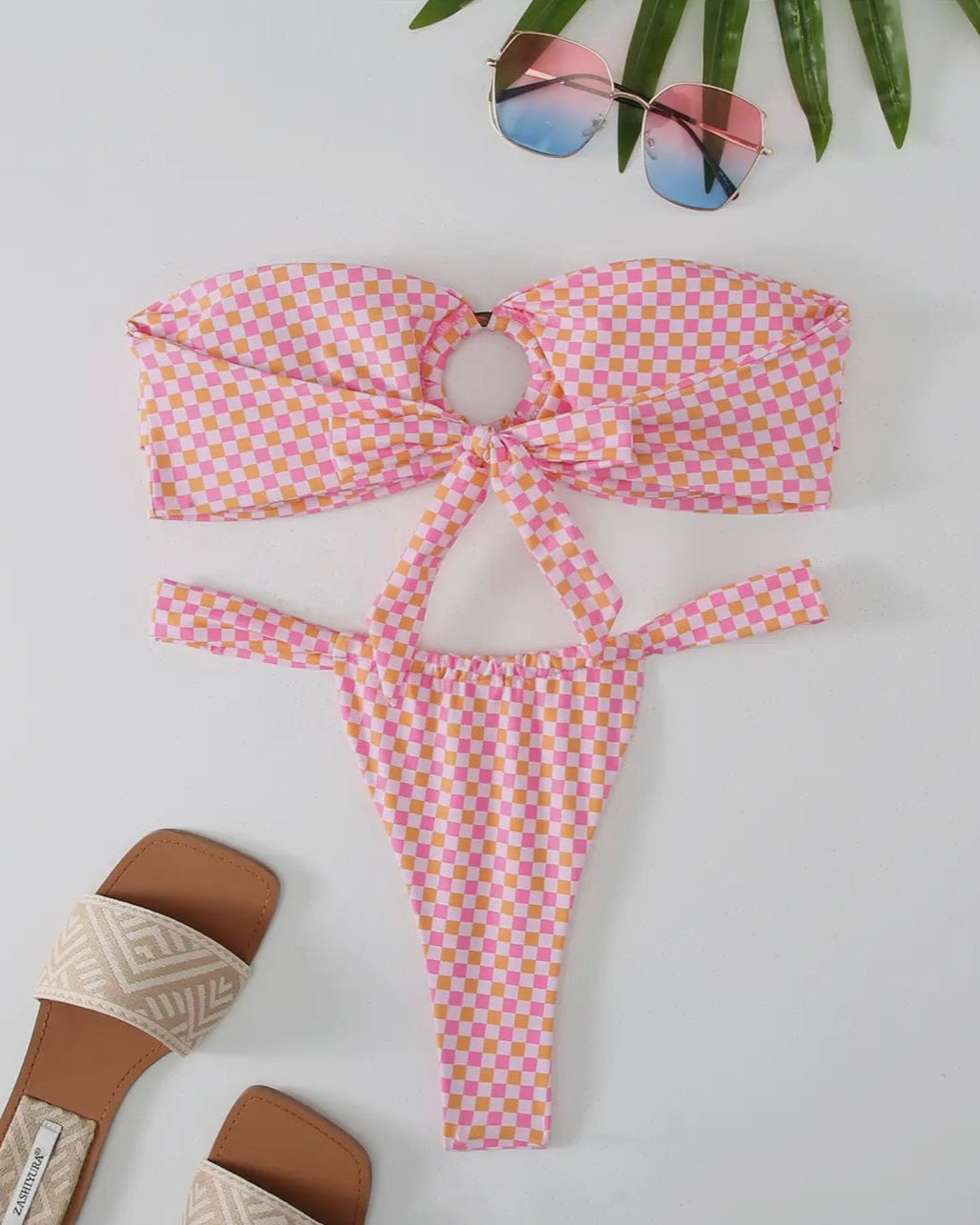 Bandeau Print Sexy Bikini Swimsuit - set