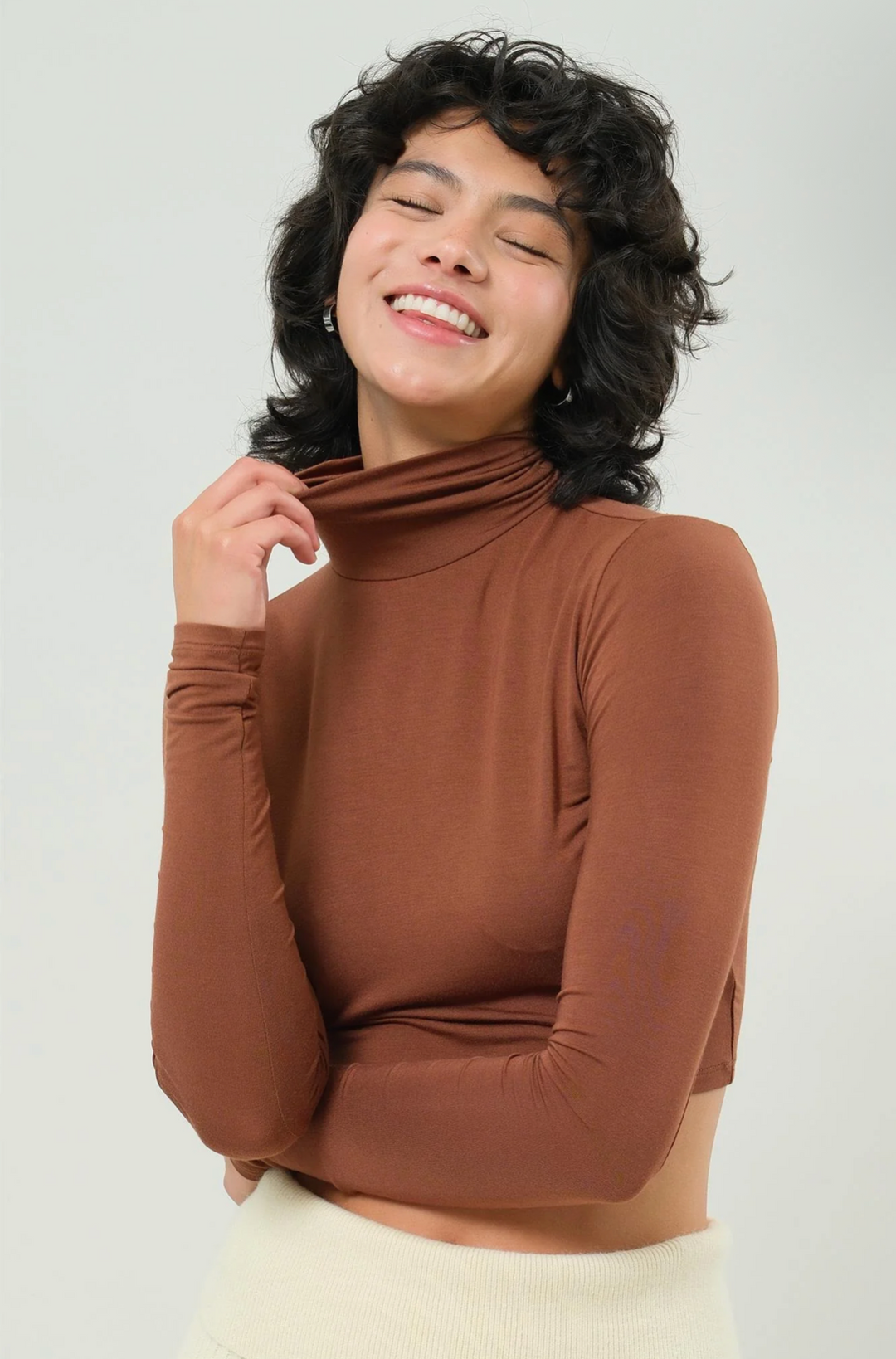 Warm Latte Crop Turtleneck