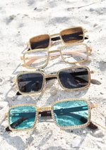 Load image into Gallery viewer, Rectangular Rhinestone Infused
Metal Sunglasses
