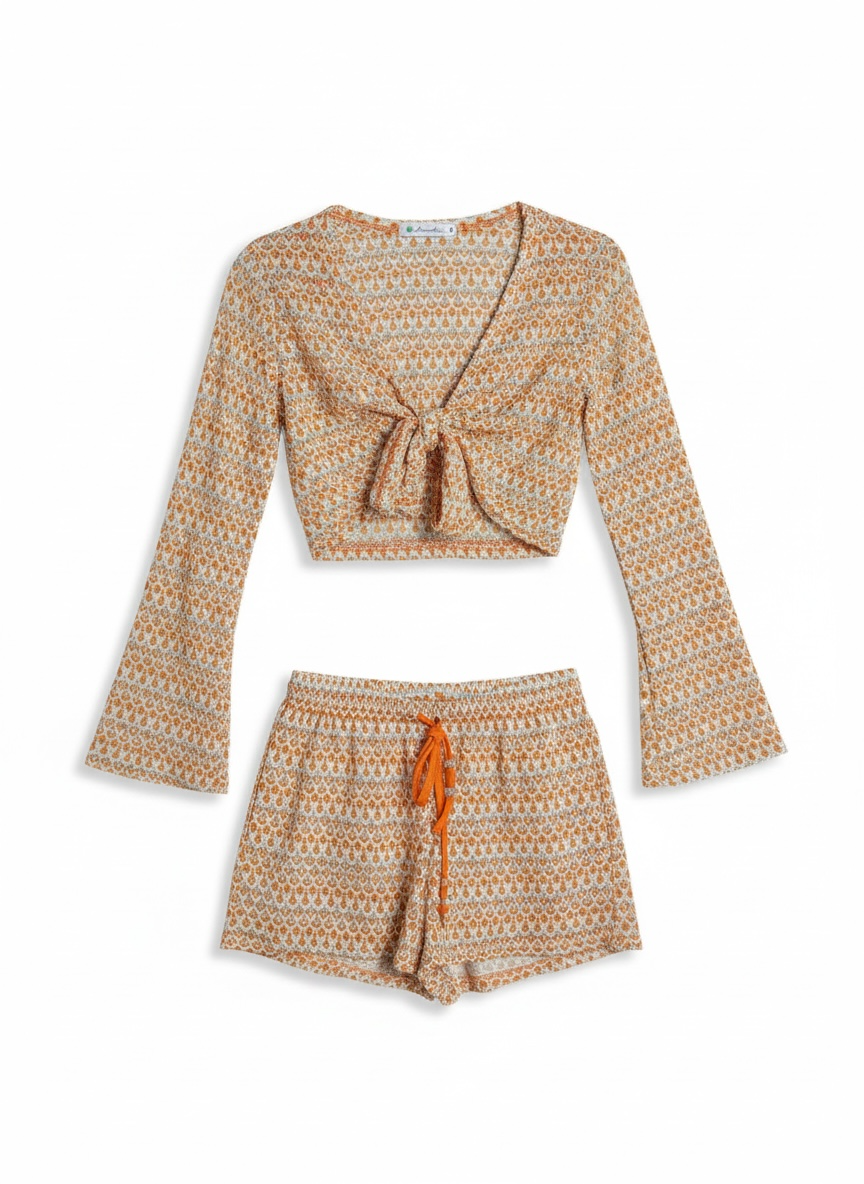 Sunset tie front crop top