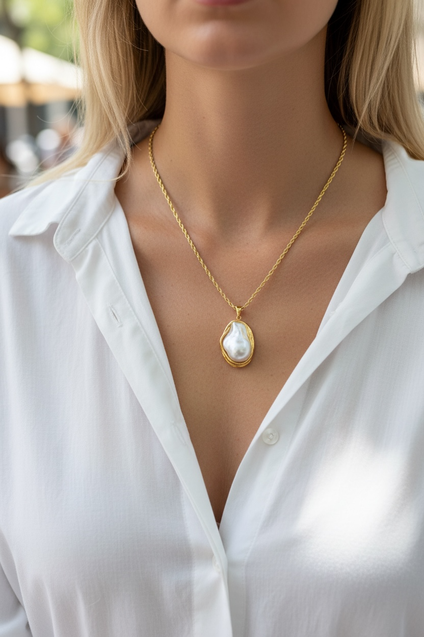 Golden Tide Pearl Necklace