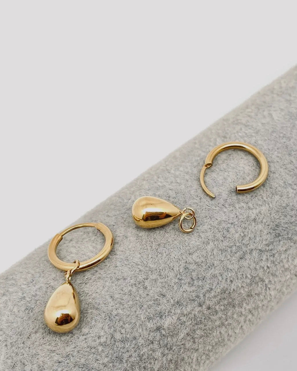 Teardrop 18k Gold Plated Stainless Steel Huggie Earrings