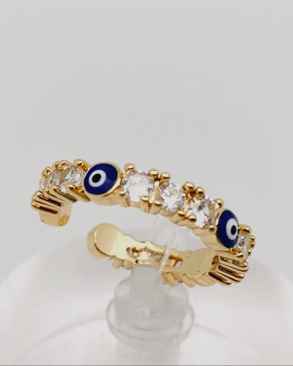 Multi style gold plated evil eye ring
