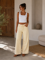Load image into Gallery viewer, Butter Cream Wide Leg Jeans
