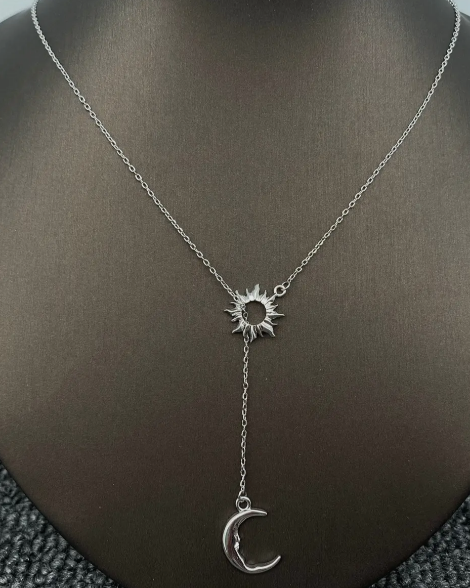 Sun Moon Lariat Necklace