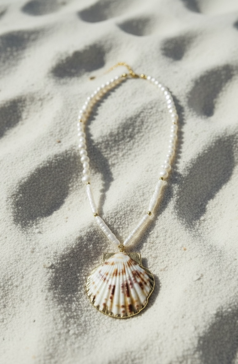 Seashell pearl necklace
