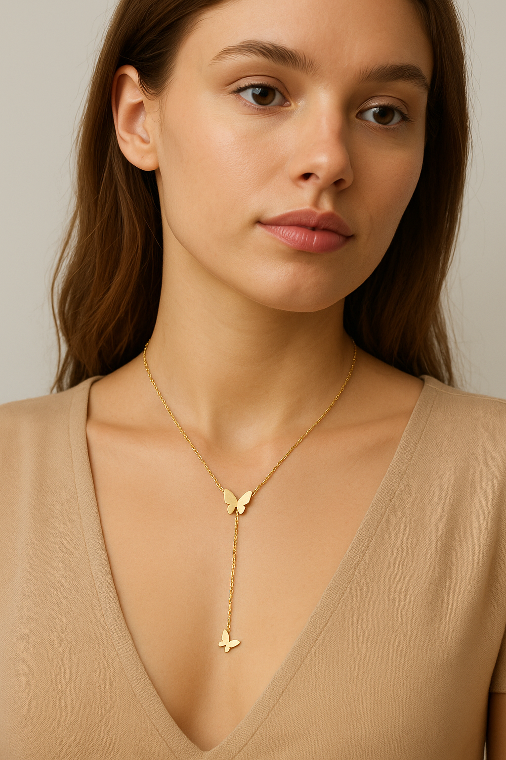 18K Gold Pvd Stainless Steel Butterfly
Lariat Necklace