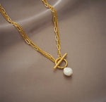 Load image into Gallery viewer, Titanium Steel Layered Necklace with Pearl
