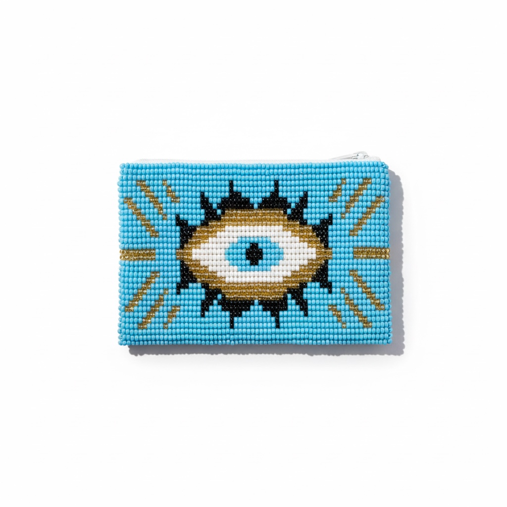 Evil Eye Beaded Zip Pouch