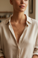 Load image into Gallery viewer, Double Teardrop Gold Plated Stainless Steel Necklace
