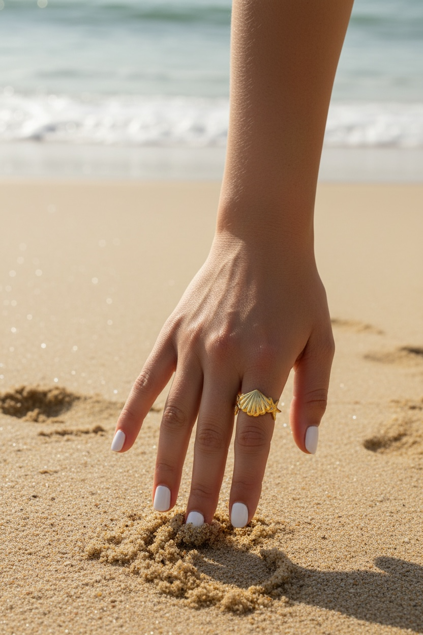 Starfish Shell Adjustable Ring