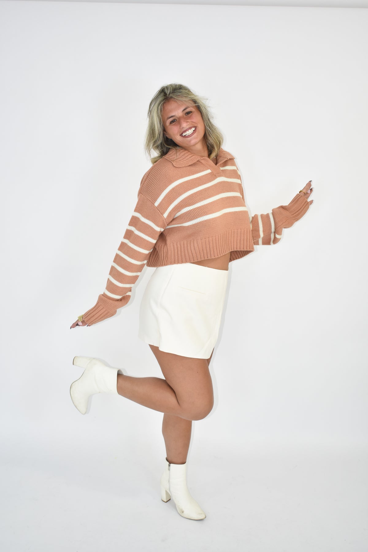 Autumn stripe knit sweater