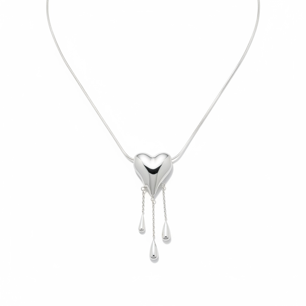 Drop fringe glossy heart charm