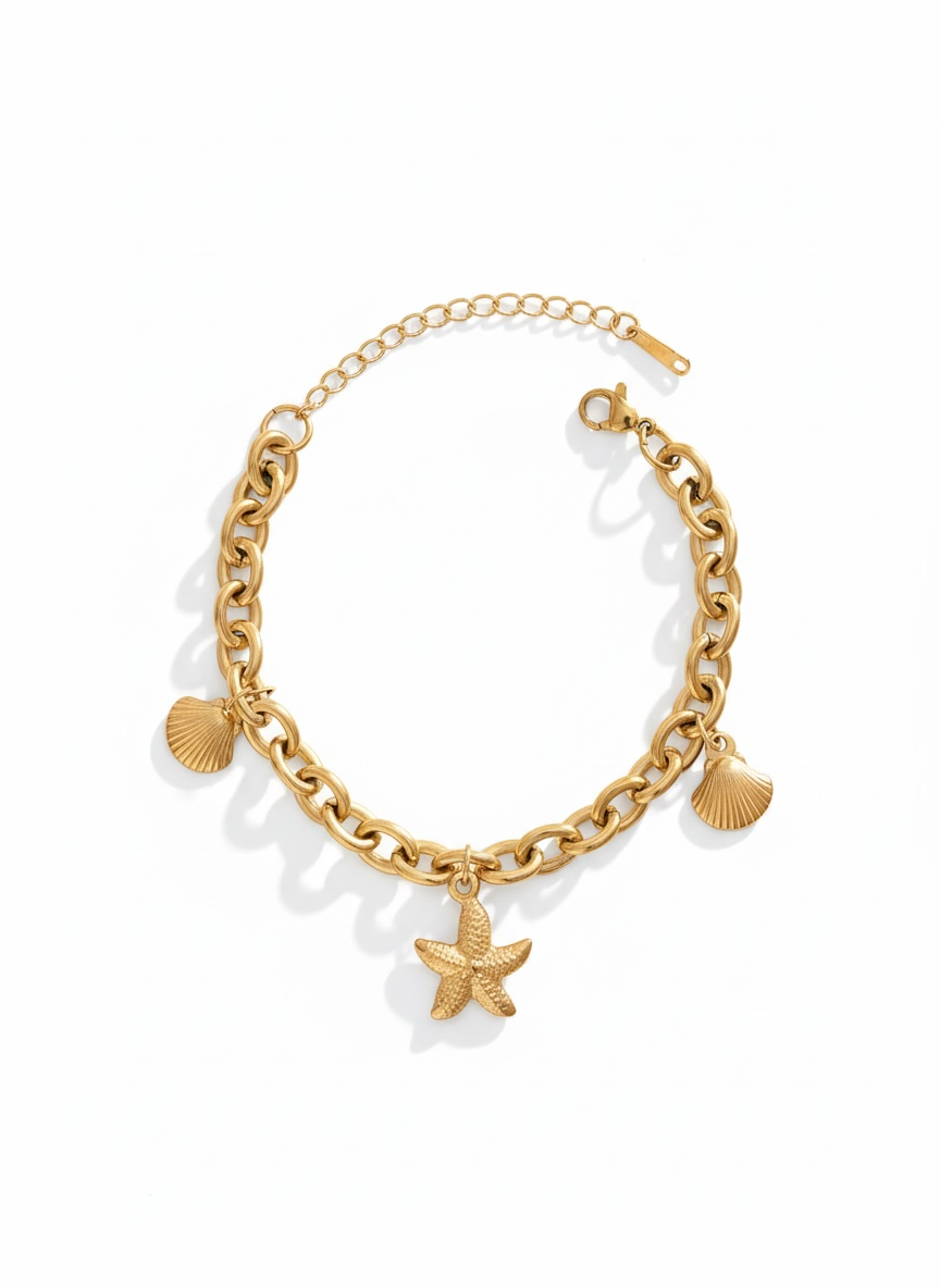 Golden starfish charm bracelet