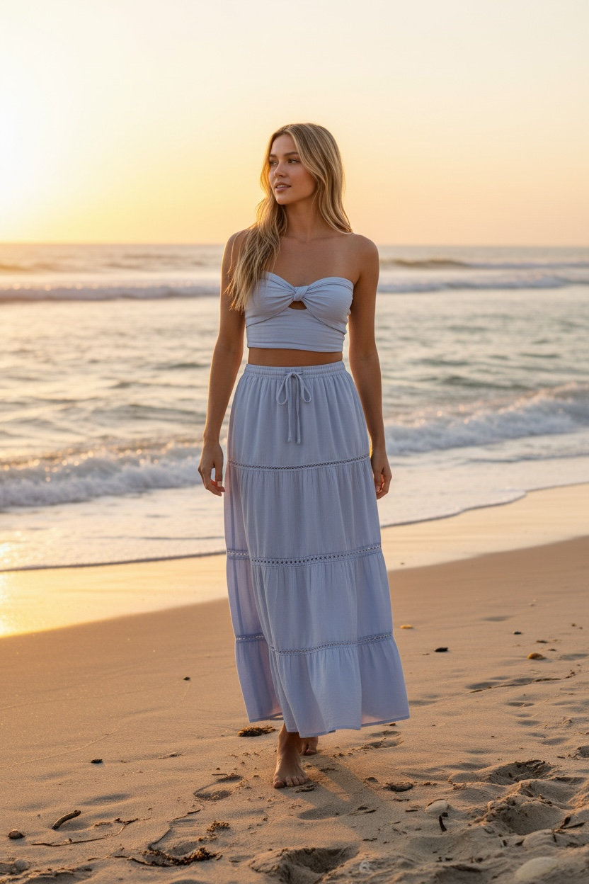 Tiered maxi skirt