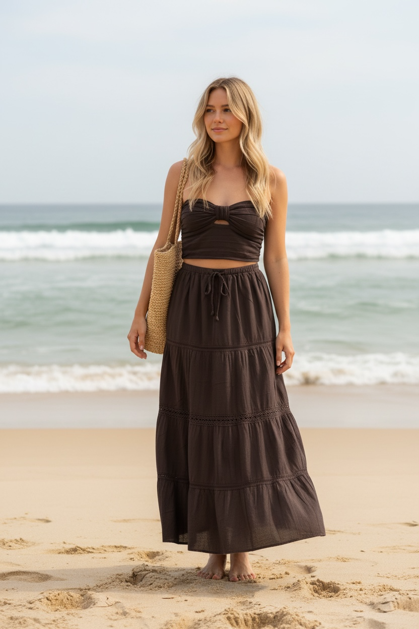 Tiered maxi skirt