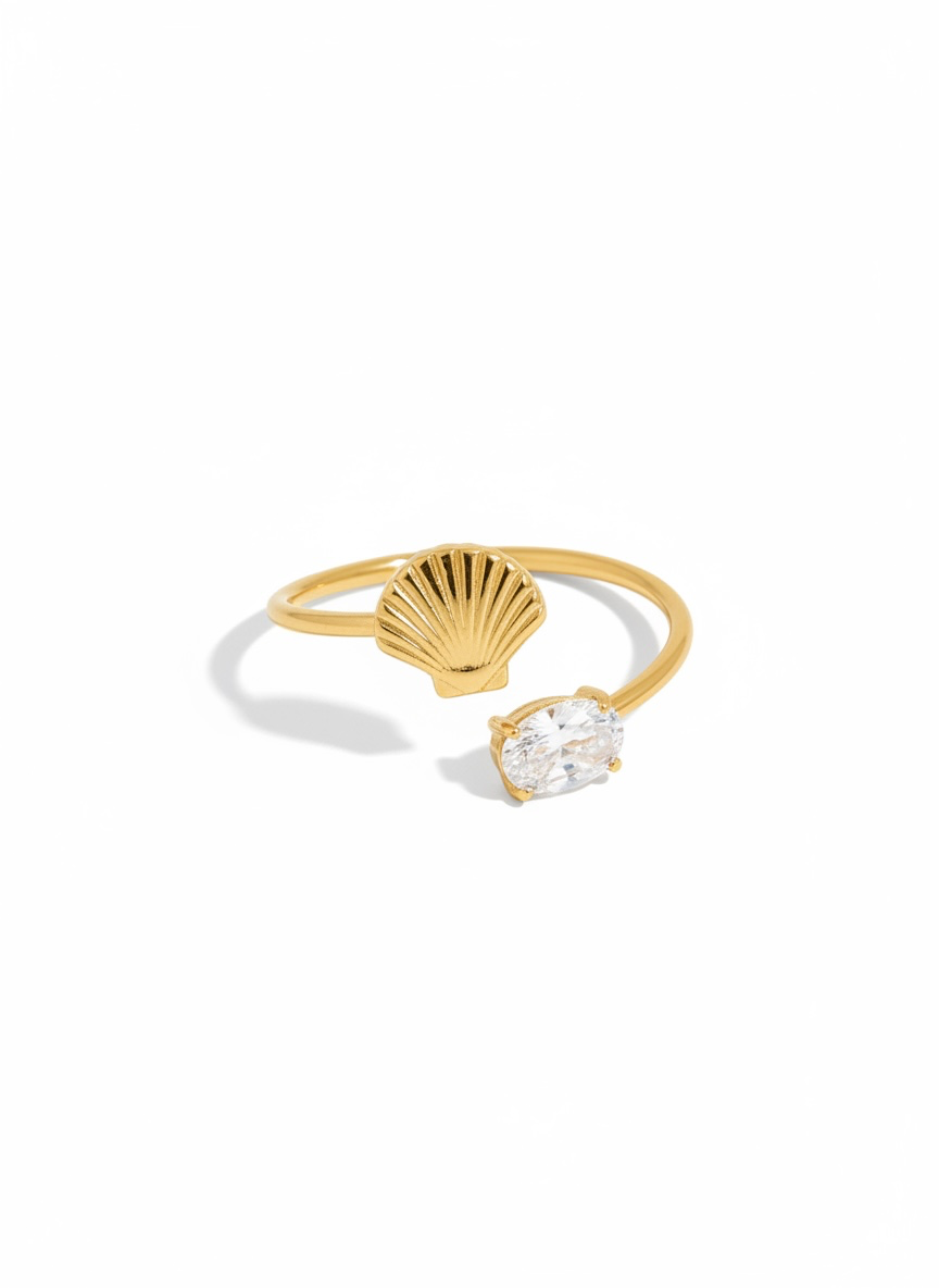 Golden shell spark ring