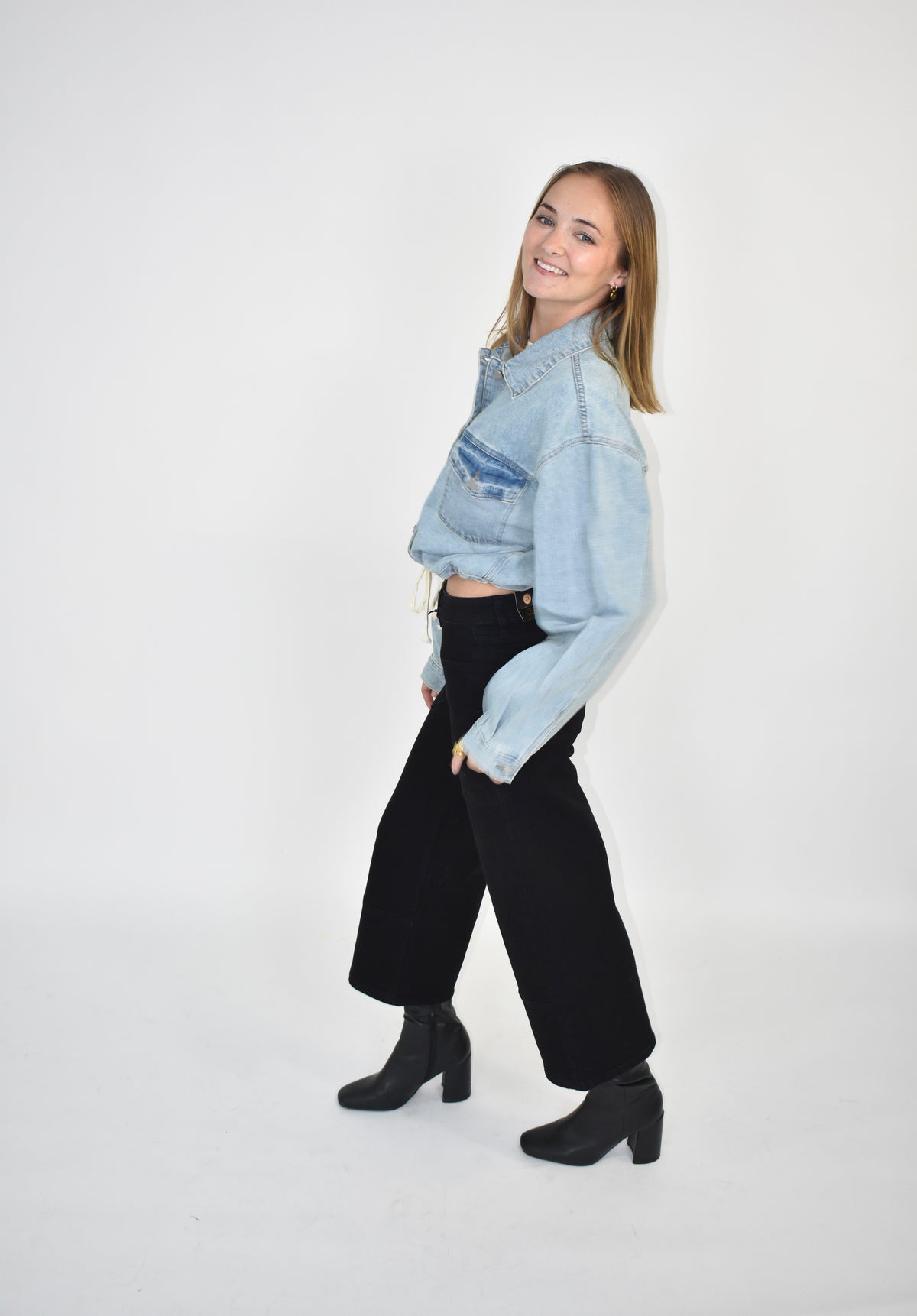 Riley drawstring denim jacket