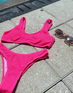 Load image into Gallery viewer, 2 Piece Textured Solid Color Swimsuit - pink
