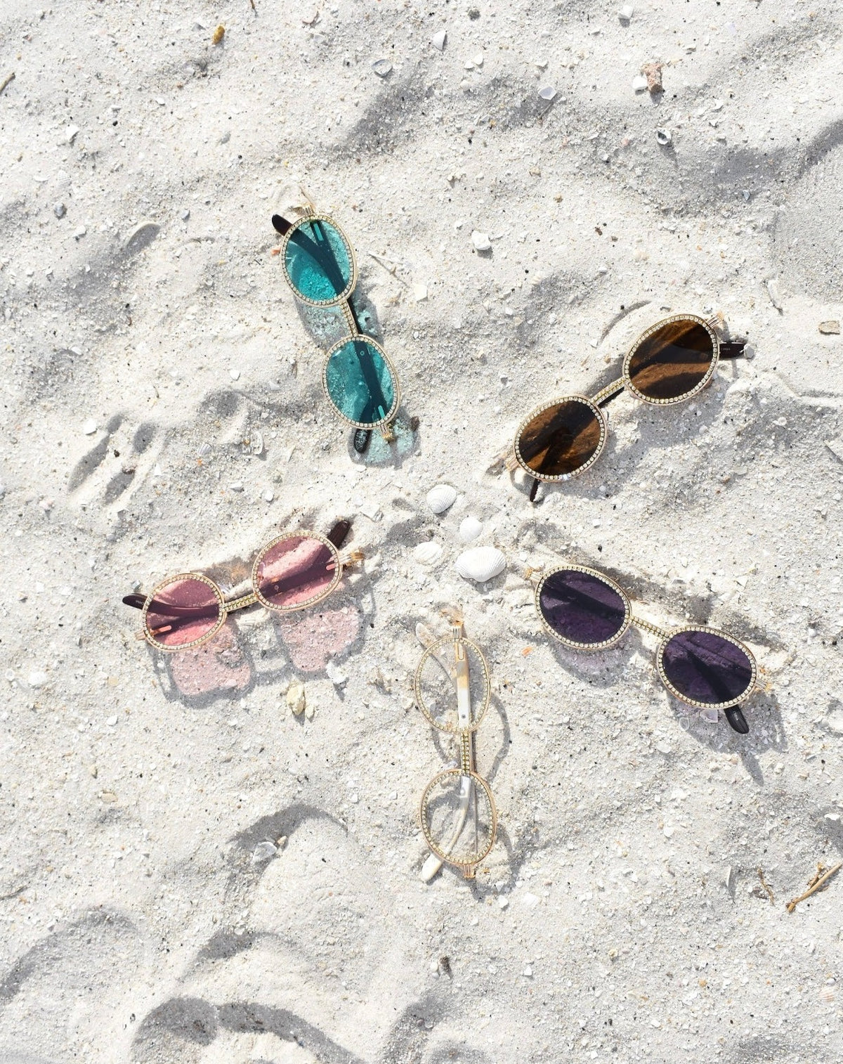 Rhinestone round sunglasses