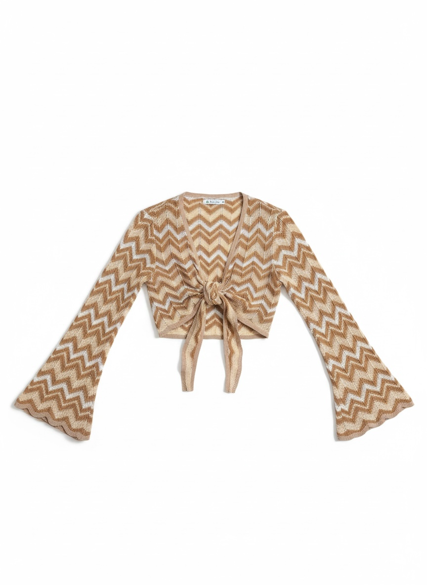 Coastal knit tie front cover up