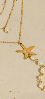 Load image into Gallery viewer, Coastal Pearl Starfish Necklace
